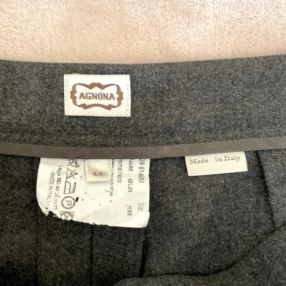 Agnona Italian Luxury Flat Front Wide Leg Wool Trousers - Picture 5 of 7